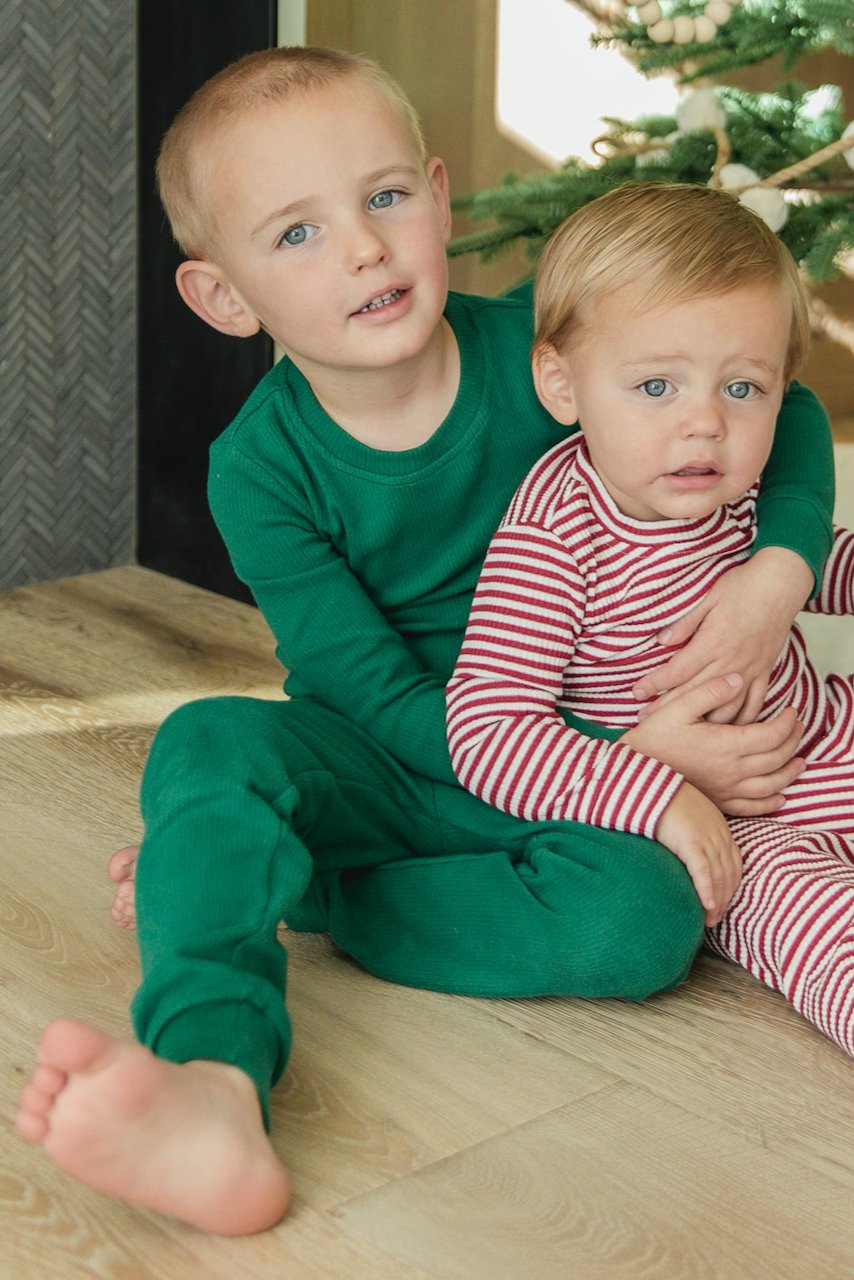Cute green kids Christmas pajamas | ROOLEE