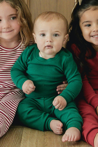 Cute green kids Christmas pajamas | ROOLEE