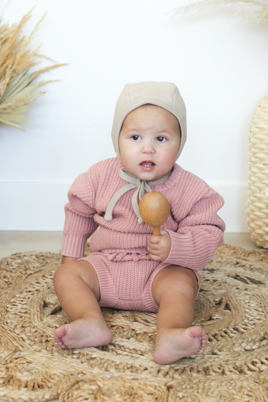 Pink baby fall knit set | ROOLEE