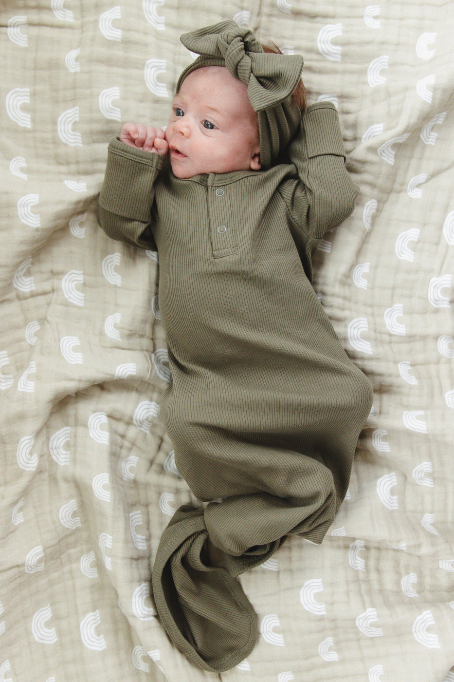Mebie Baby Organic Ribbed Knot Gown