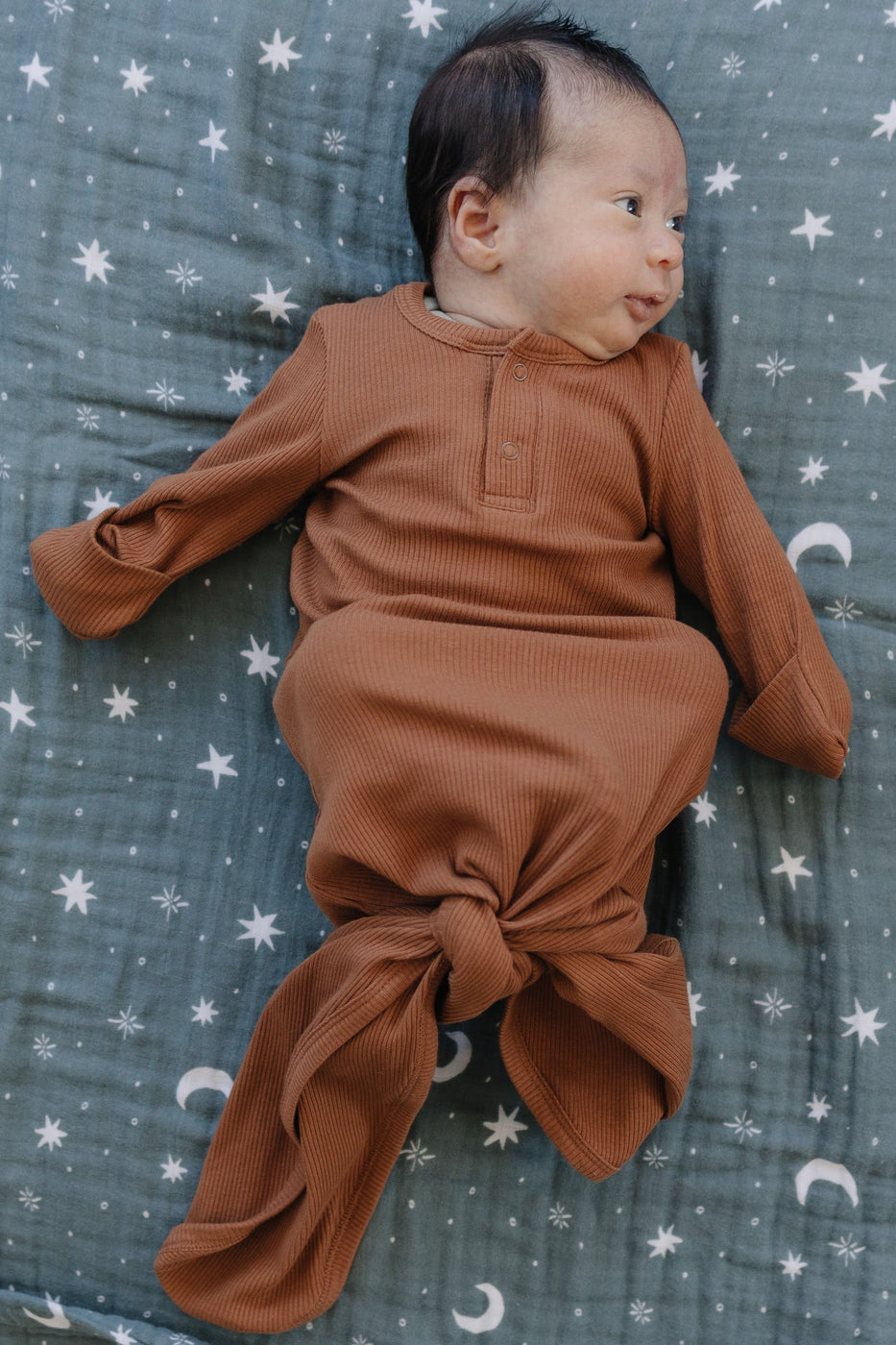 Mebie Baby Organic Ribbed Knot Gown