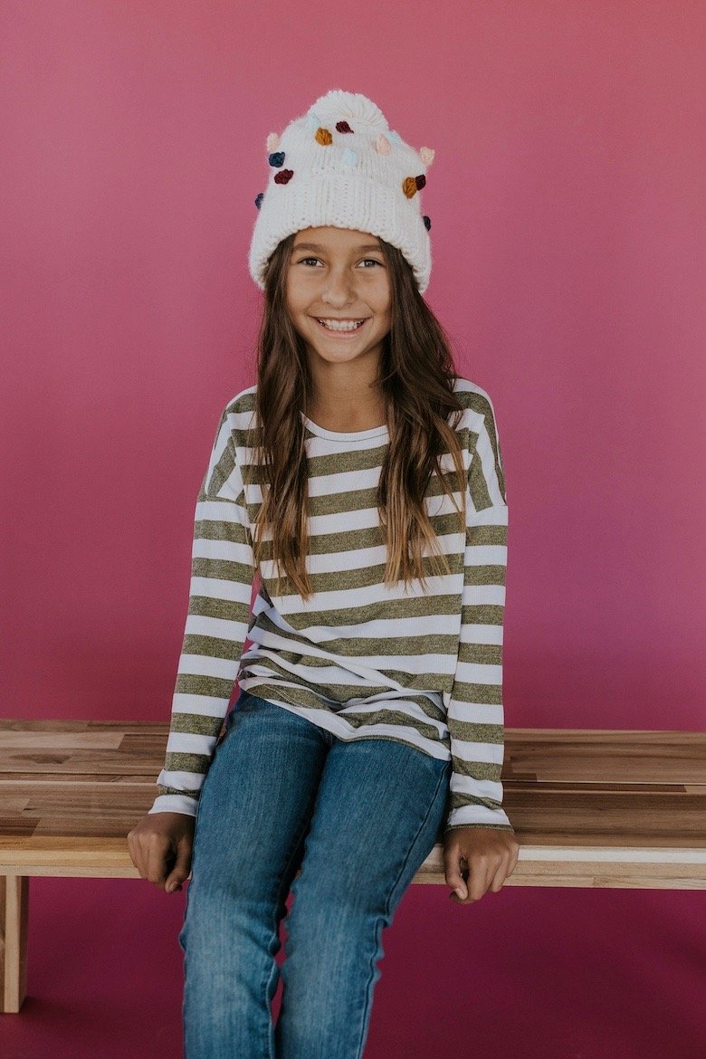 Girls stripe Christmas outfits | ROOLEE