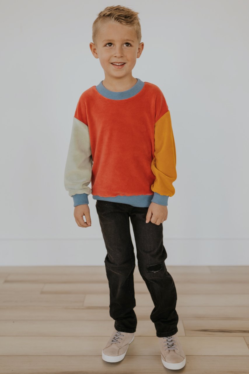 Kids colorblock long sleeve pullover | ROOLEE