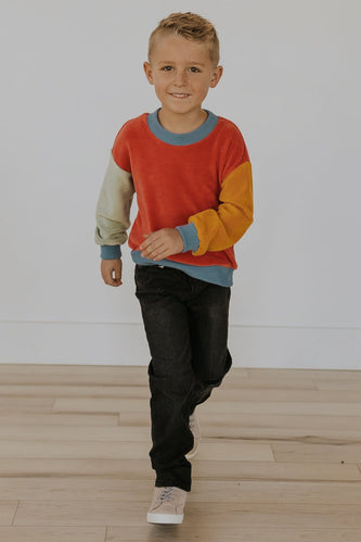 Kids colorblock long sleeve pullover | ROOLEE