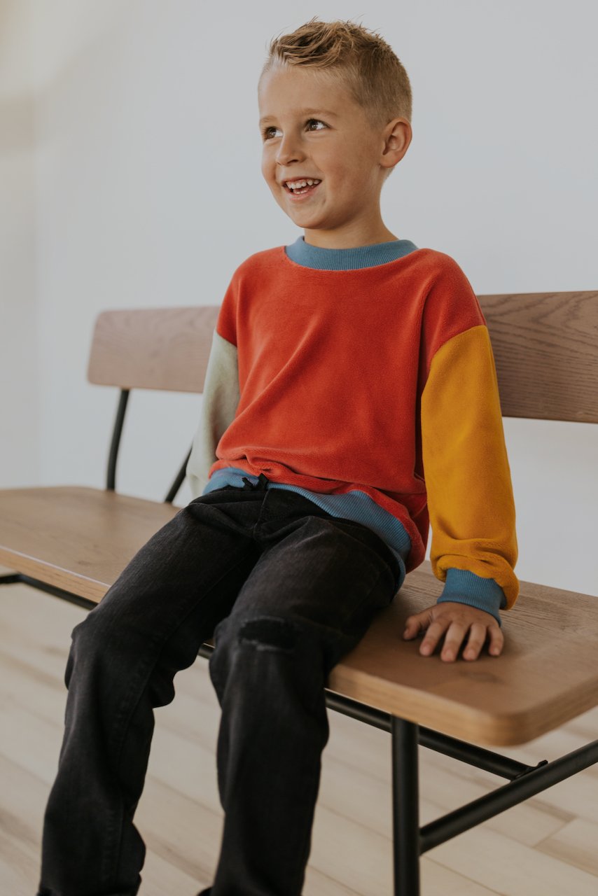 Kids colorblock long sleeve pullover | ROOLEE