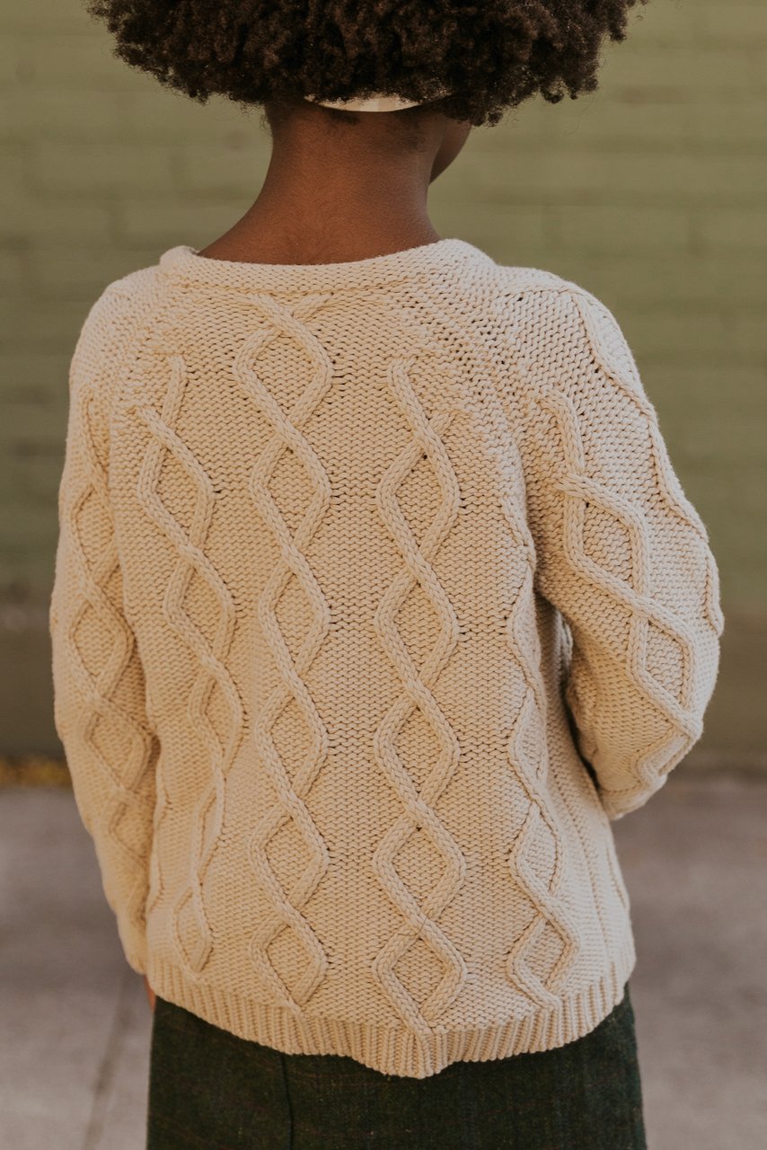 Little girls cable knit sweater | ROOLEE