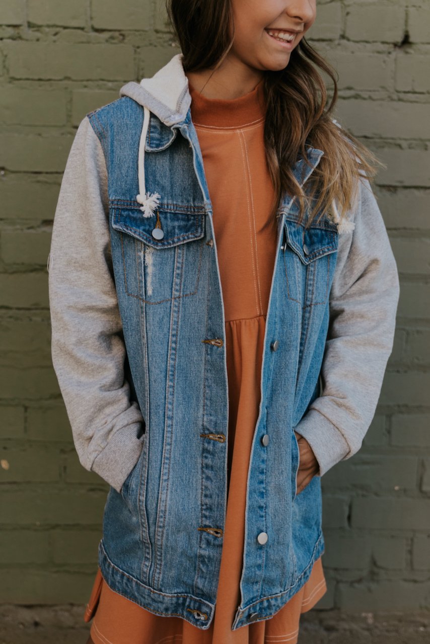 Girls Denim Jacket with Hood | ROOLEE