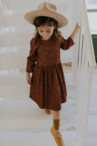Rust Textured Girls Dress | ROOLEE