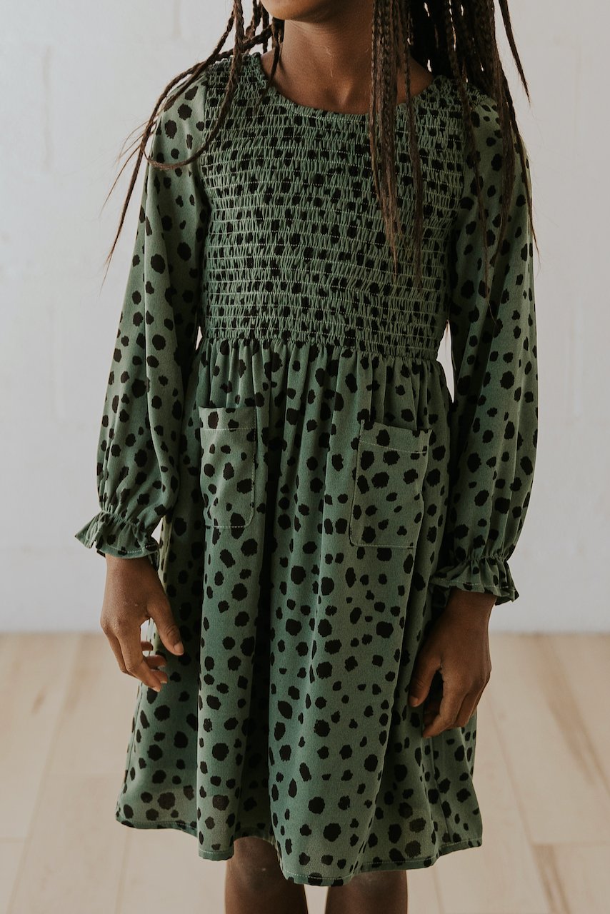 Girls Cheetah Green Dress | ROOLEE