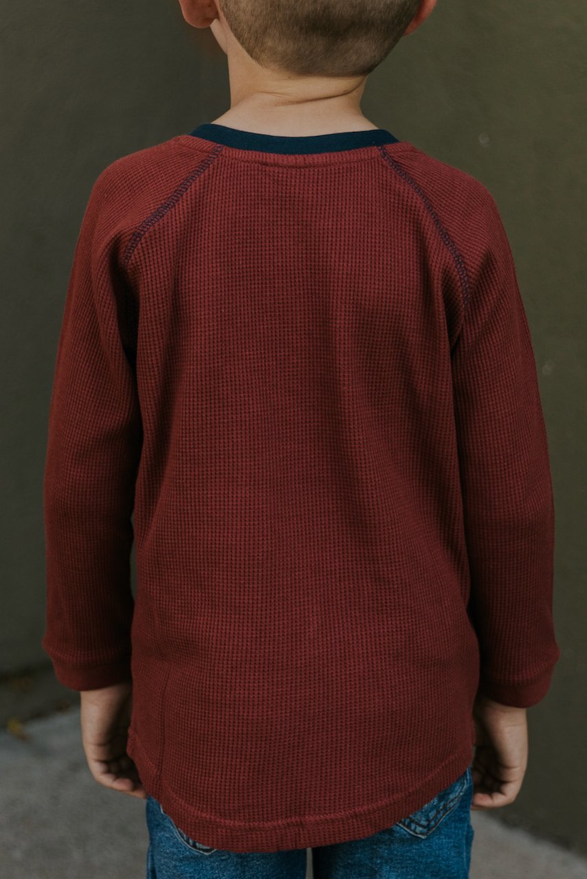 Clay Waffle Knit Cotton Henley