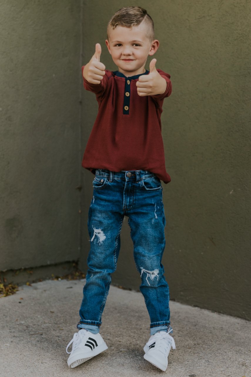 Clay Waffle Knit Cotton Henley