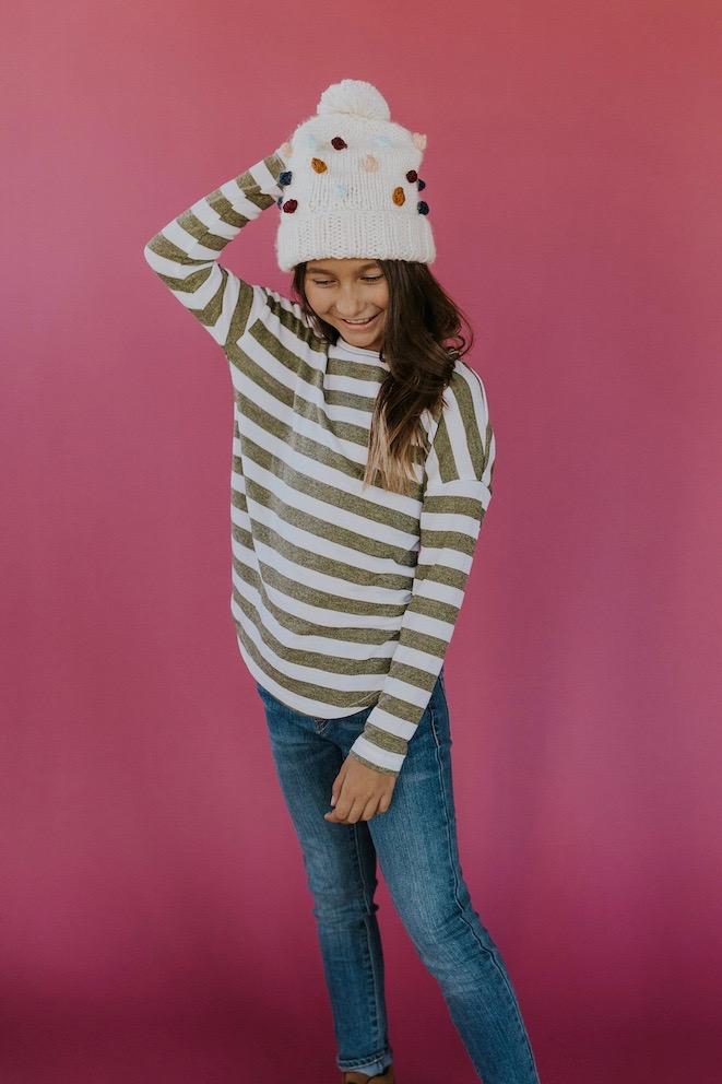 Green kids stripe long sleeve | ROOLEE