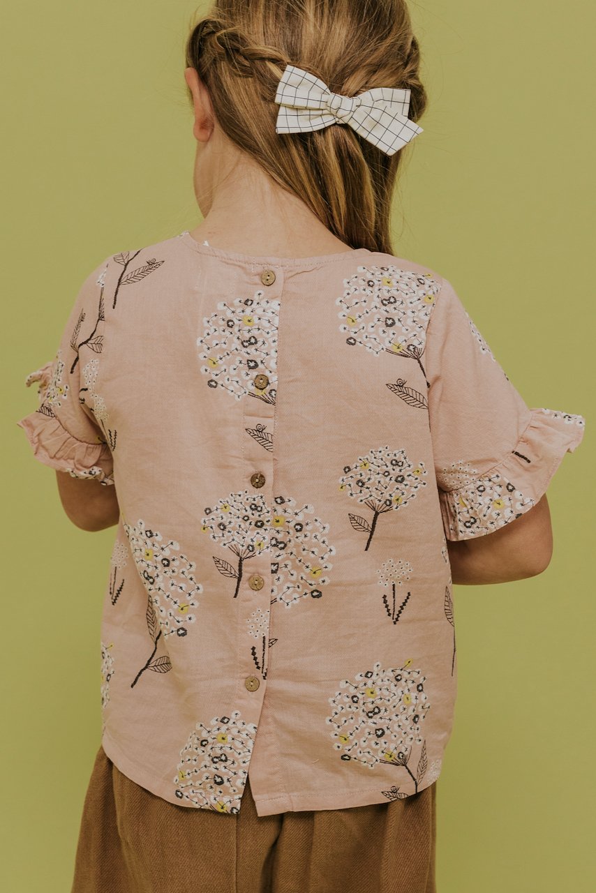 Girls Buttoned Floral Top | ROOLEE