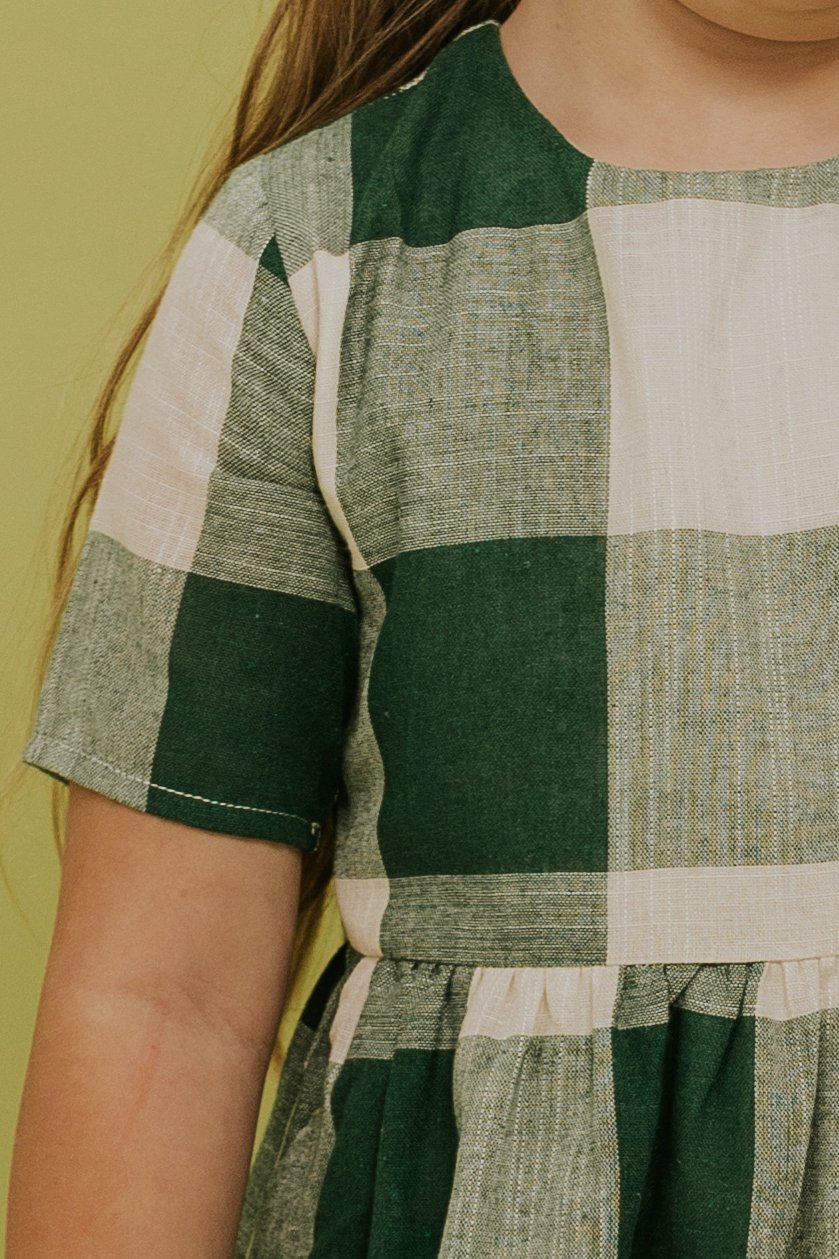 Green Plaid Girl's Dress | ROOLEE