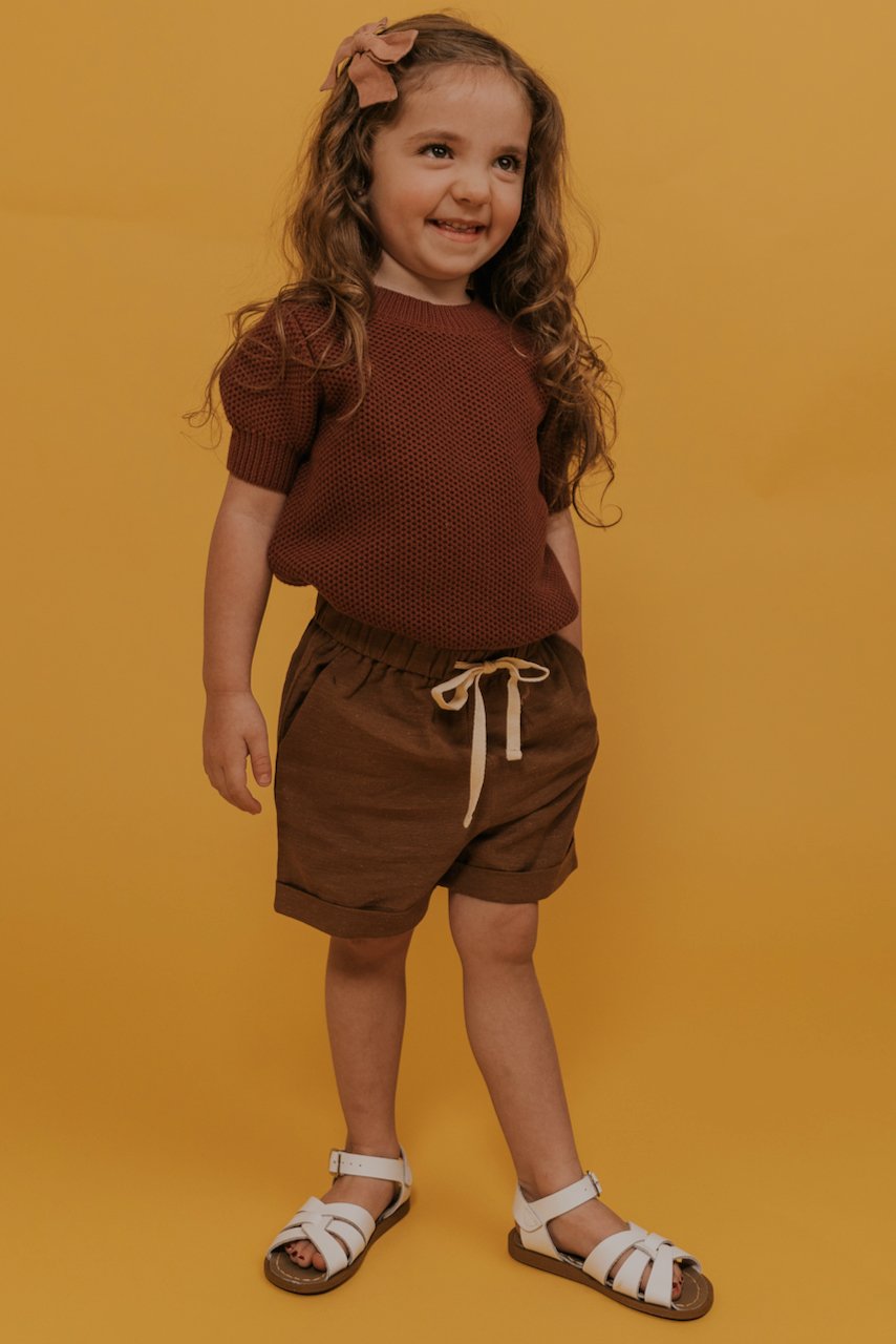 Tan short for kids casual outfits | ROOLEE