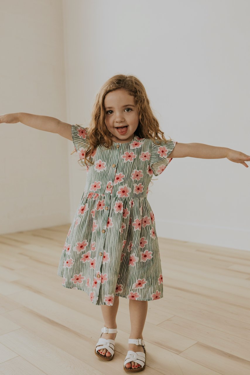 Kids Striped and Floral Dress | ROOLEE