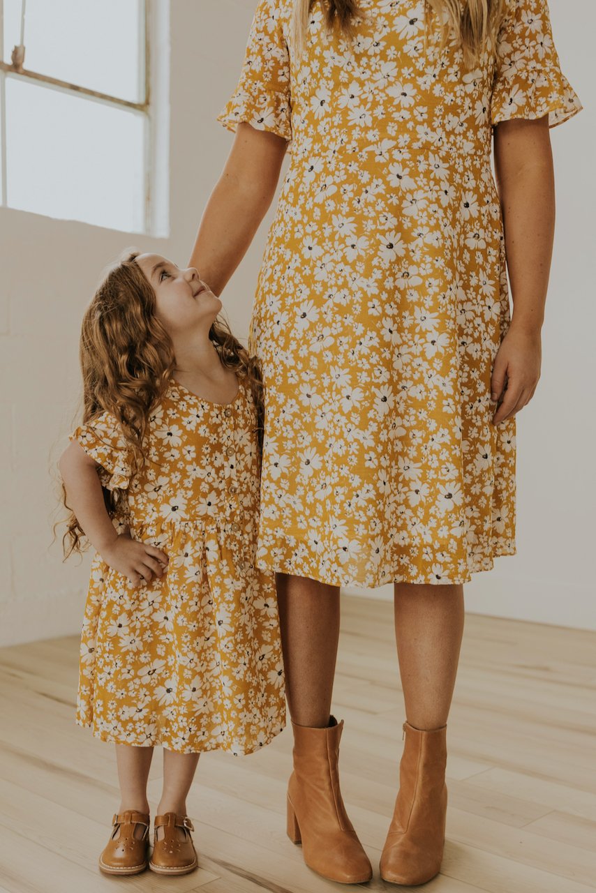 Cute Spring Yellow Matching Dresses | ROOLEE