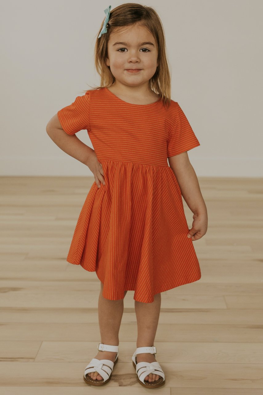 Red Dress with Yellow Stripes | ROOLEE
