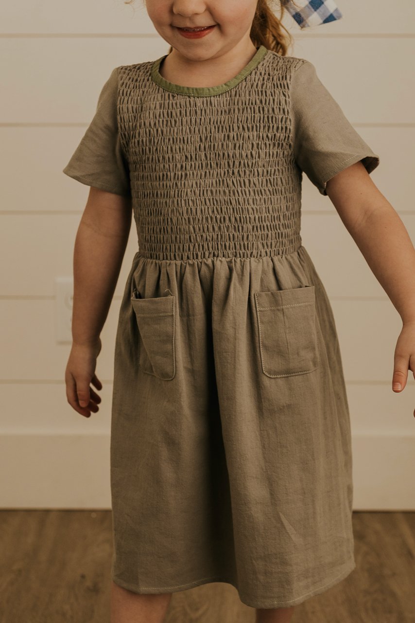 Modest grey kids pocket dresses | ROOLEE