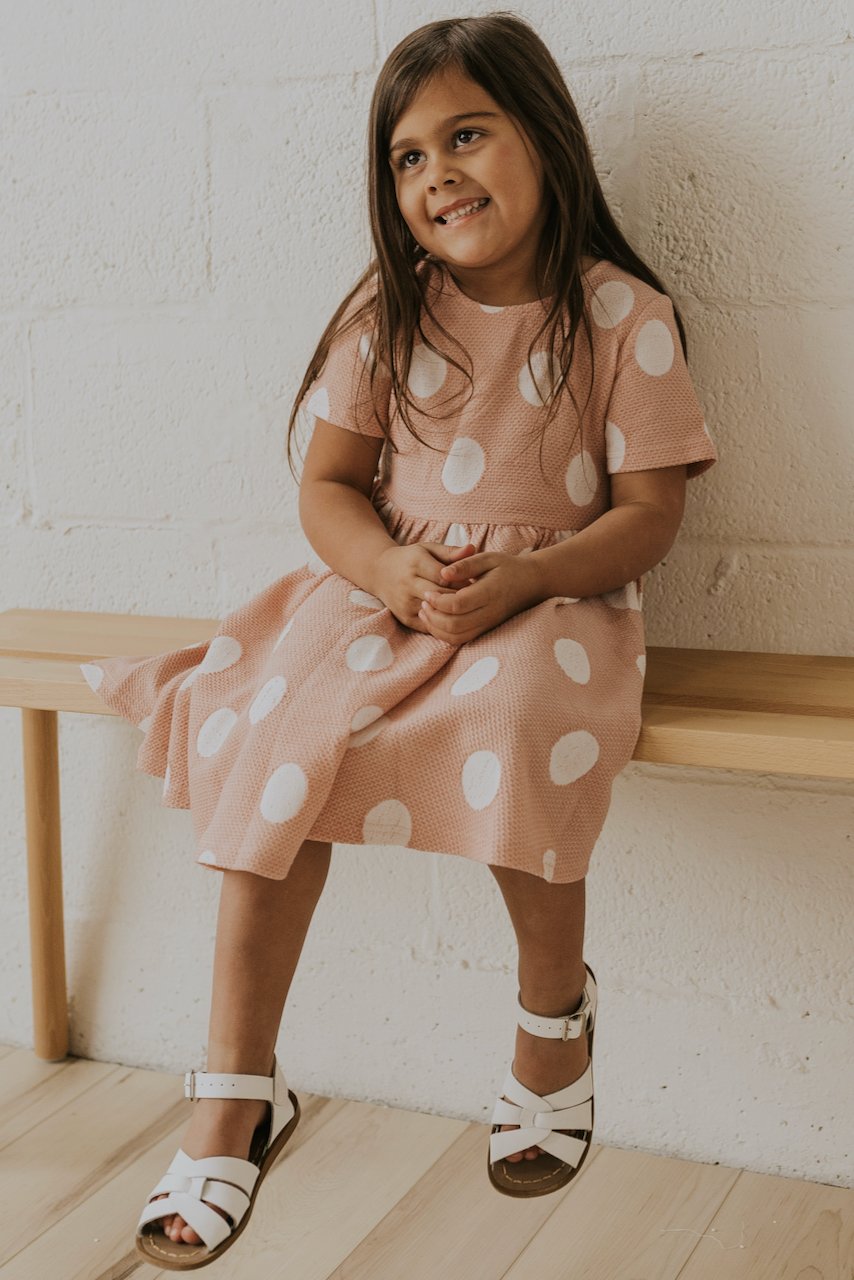 Cute Girls Pink Polka Dot Matching Dresses | ROOLEE