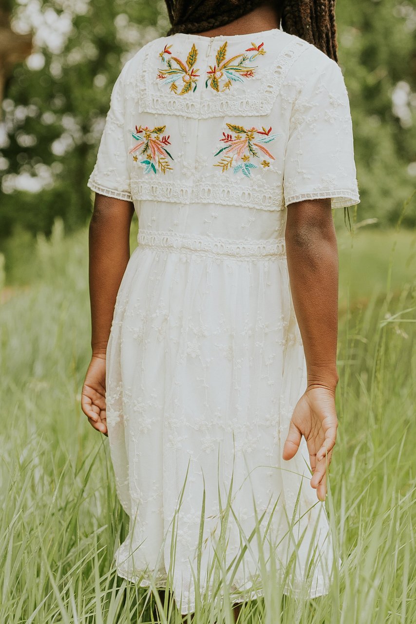 White embroidered dresses for matching | ROOLEE