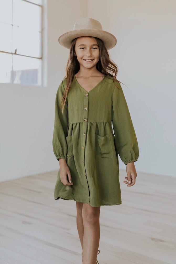 Cute button up kids dress | ROOLEE