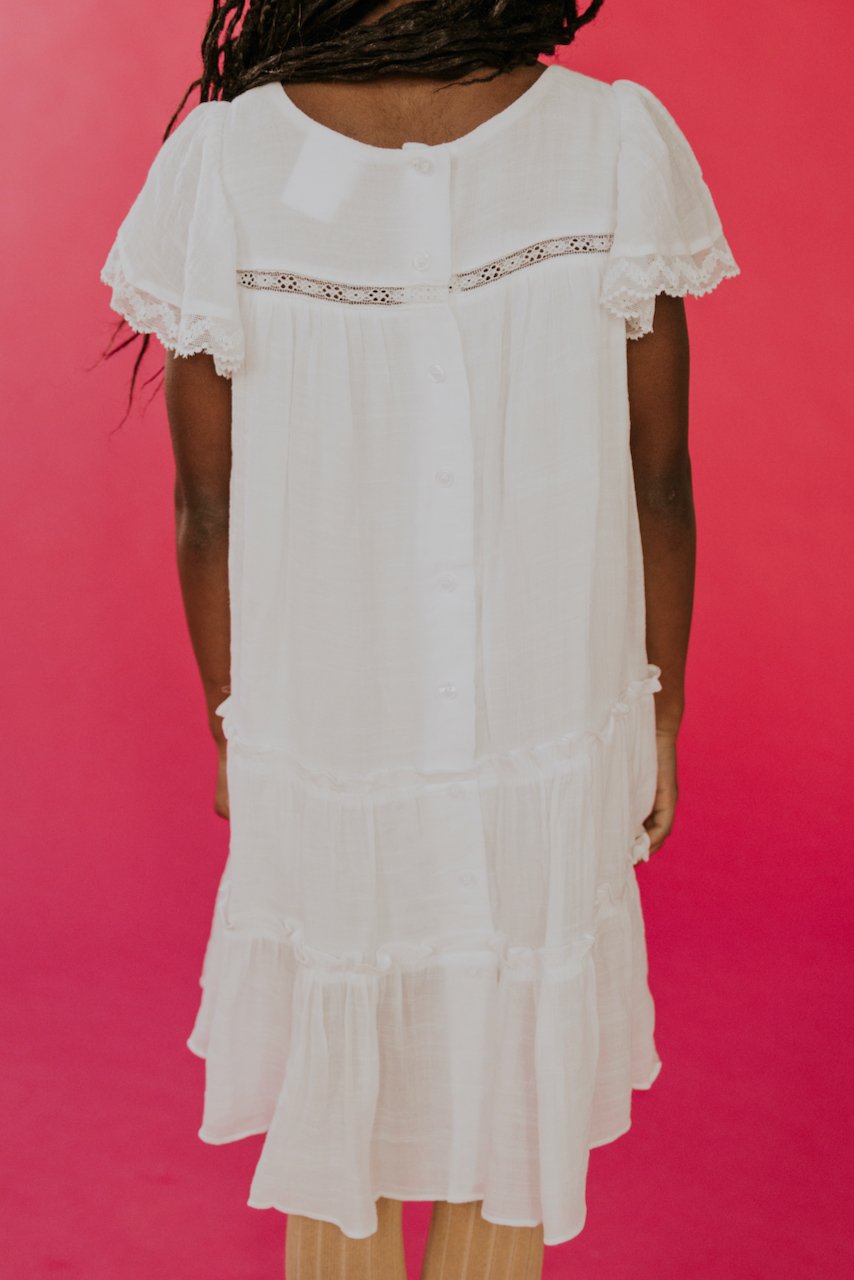 Babydoll White Dresses for Girls | ROOLEE