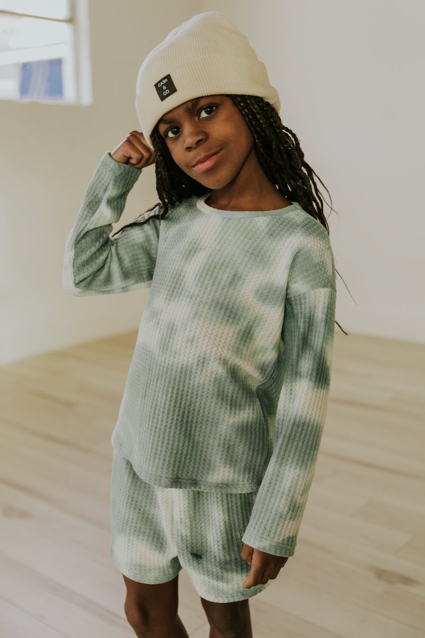 Green and White Tie Dye Set for Kids | ROOLEE