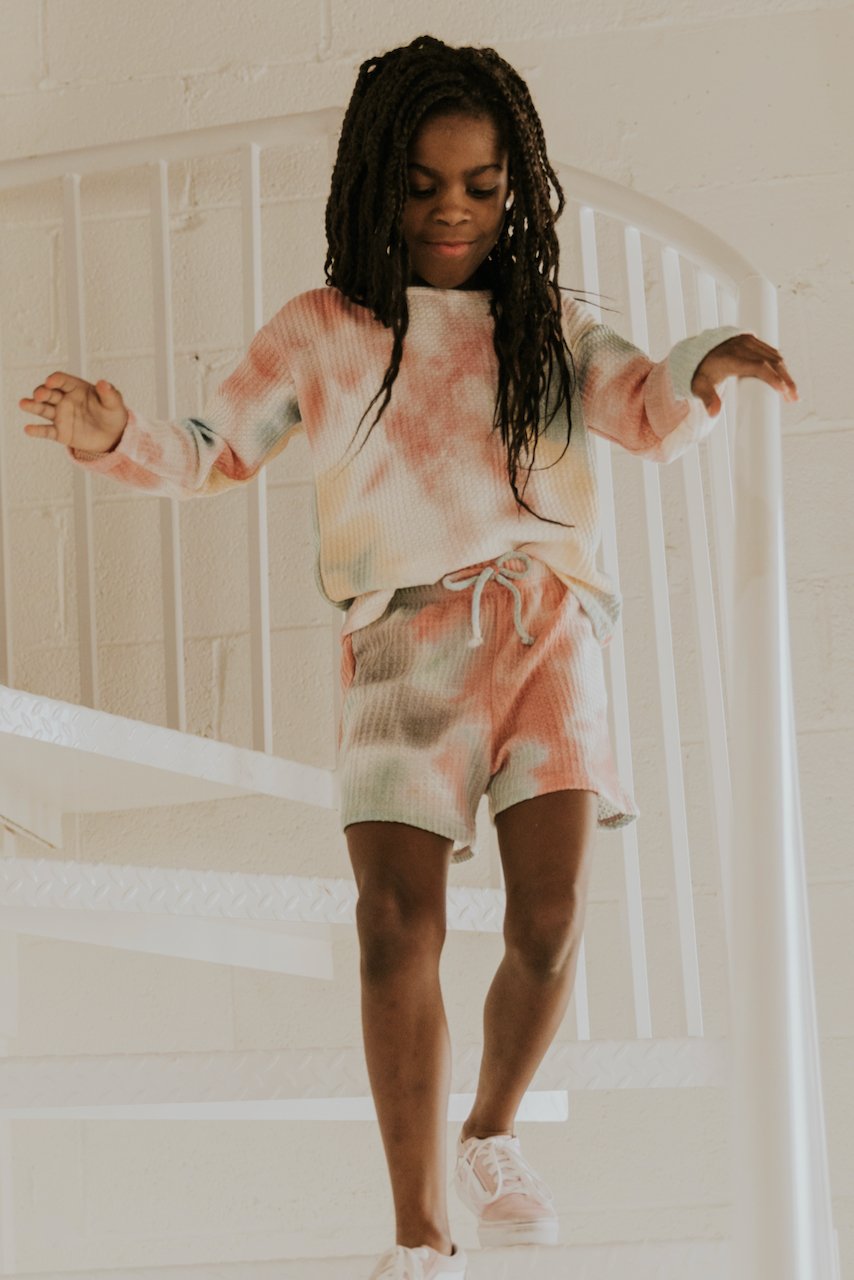 Waffle Knit Rainbow Tie Dye Set | ROOLEE