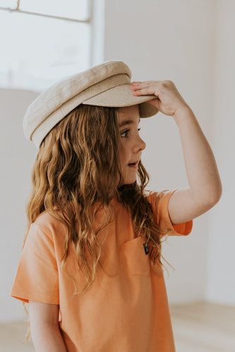 Mini Linen Newsboy Cap