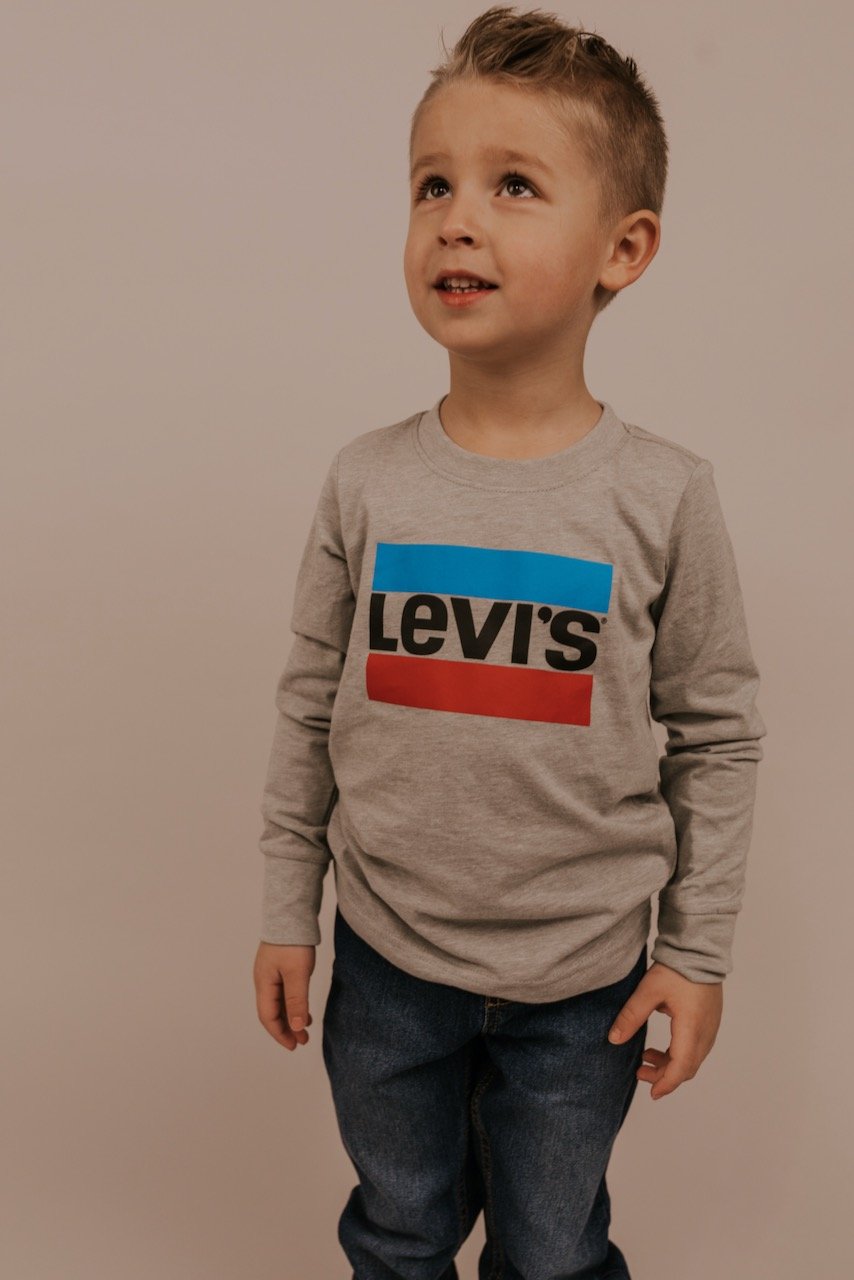 Grey Long Sleeve Logo Tee | ROOLEE