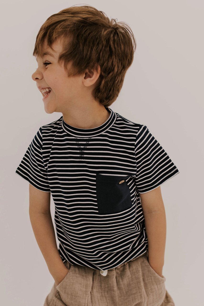 Striped Pocket Tee for boys | ROOLEE