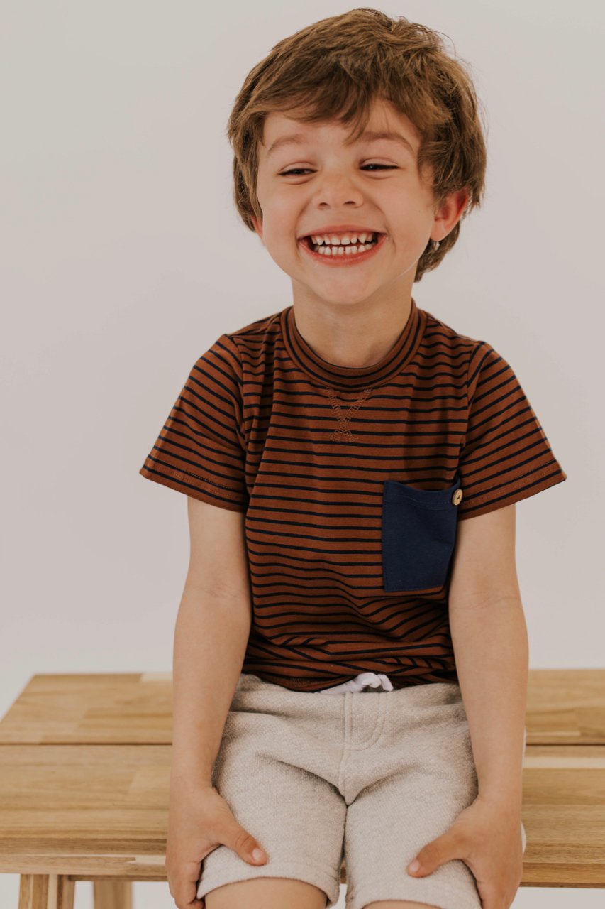 Striped Pocket Tee for boys | ROOLEE