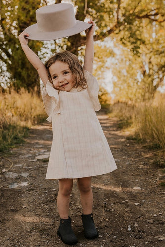 Girls Ruffle Sleeve Linen Dress | ROOLEE