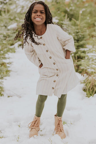 Striped White Dress for Girls | ROOLEE