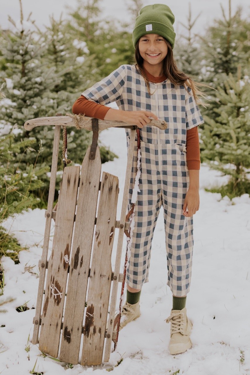 Gingham Print Jumpsuit For Girls l ROOLEE