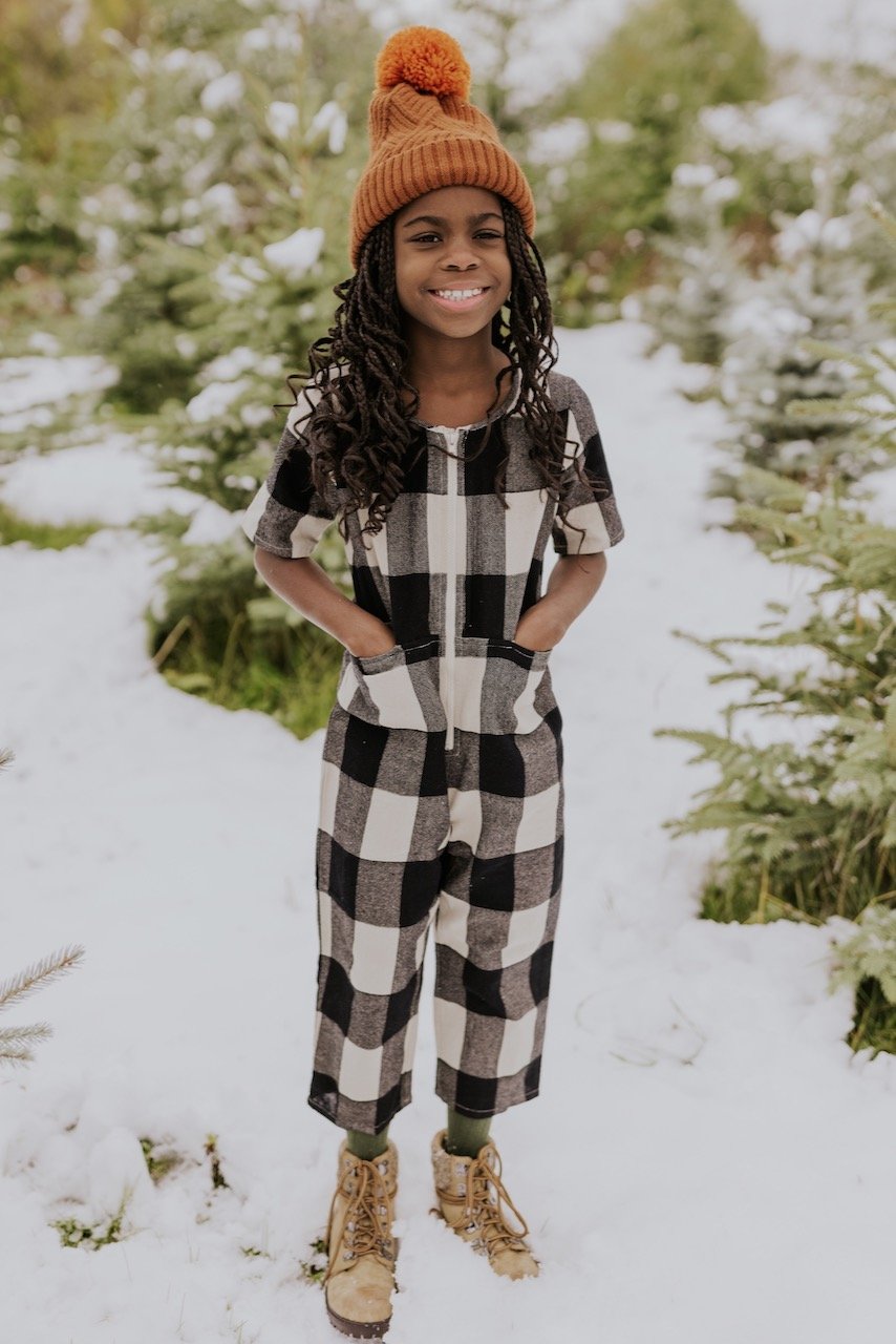 Black And White Plaid Jumpsuit For Girls l ROOLEE