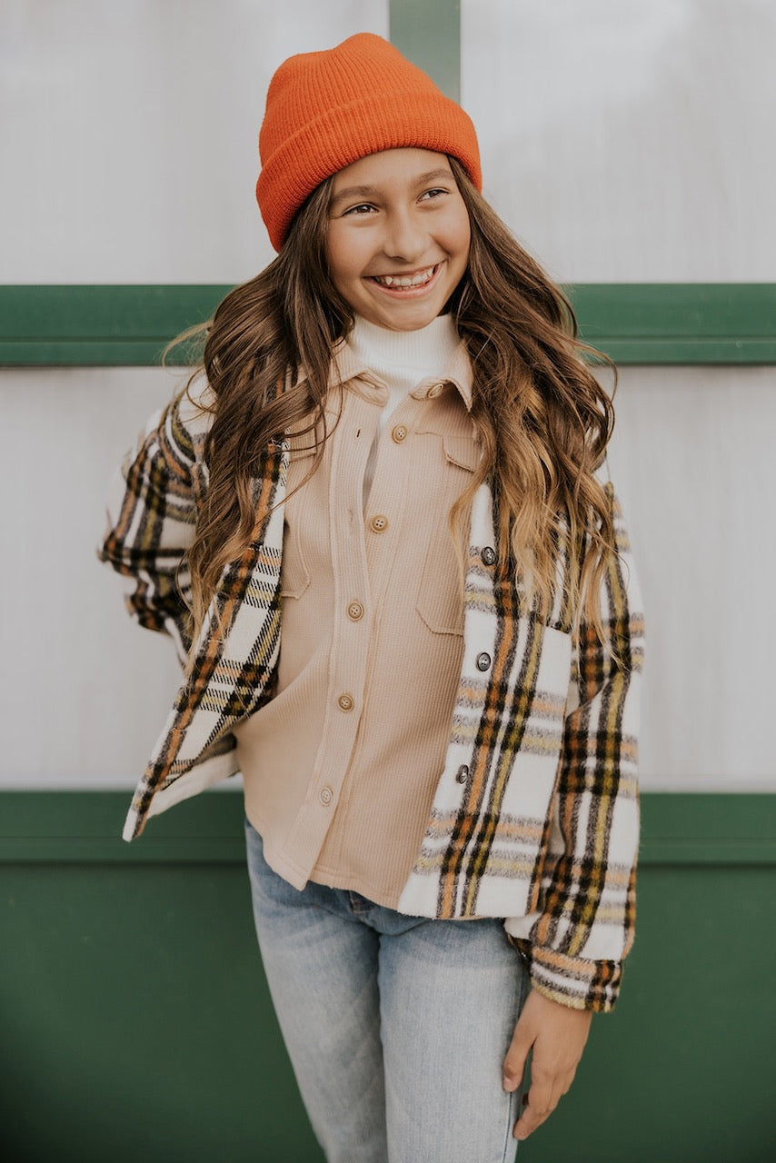 Girls Waffle Knit Shacket | ROOLEE Kids