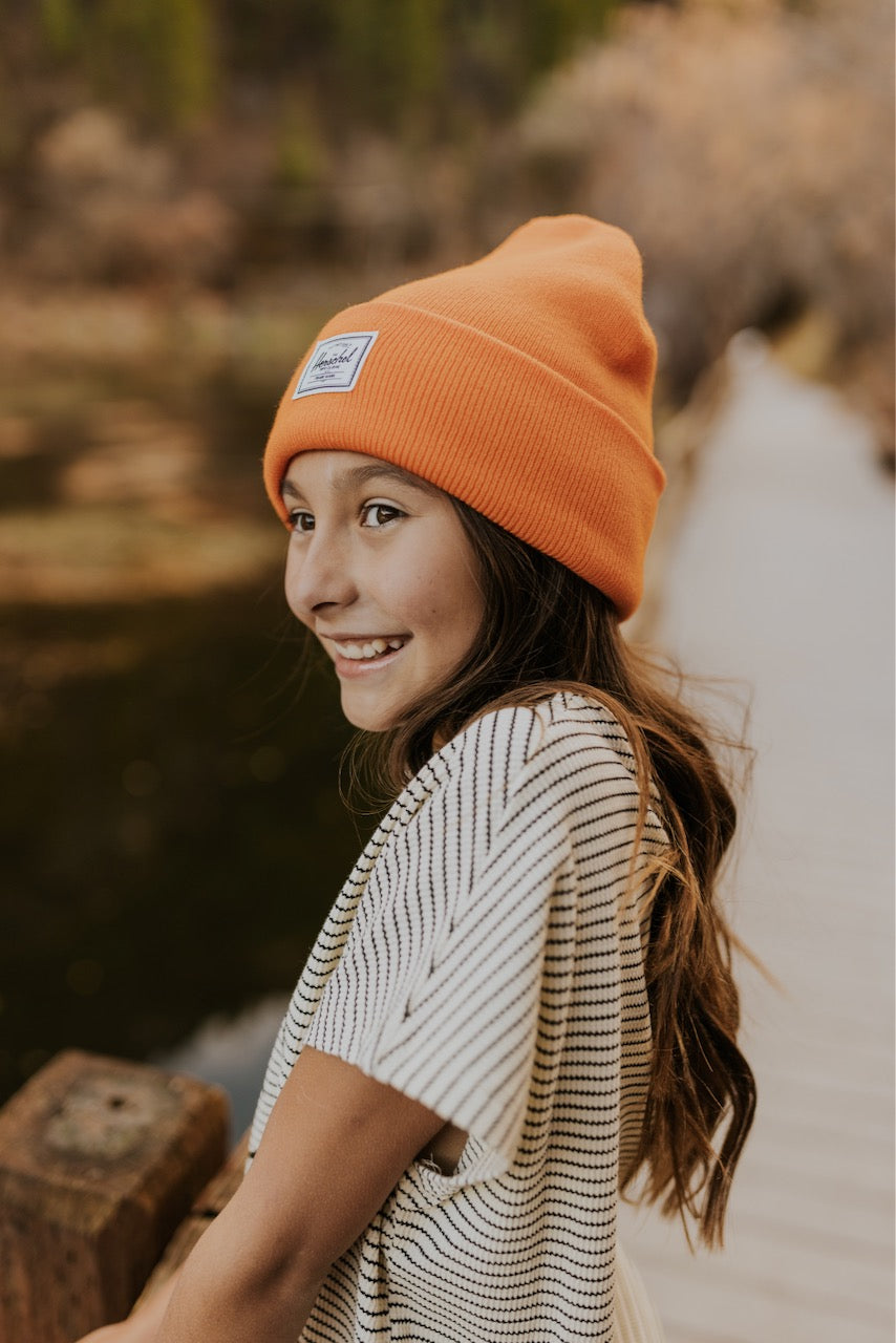 Orange Solide Beanie For Kids l ROOLEE