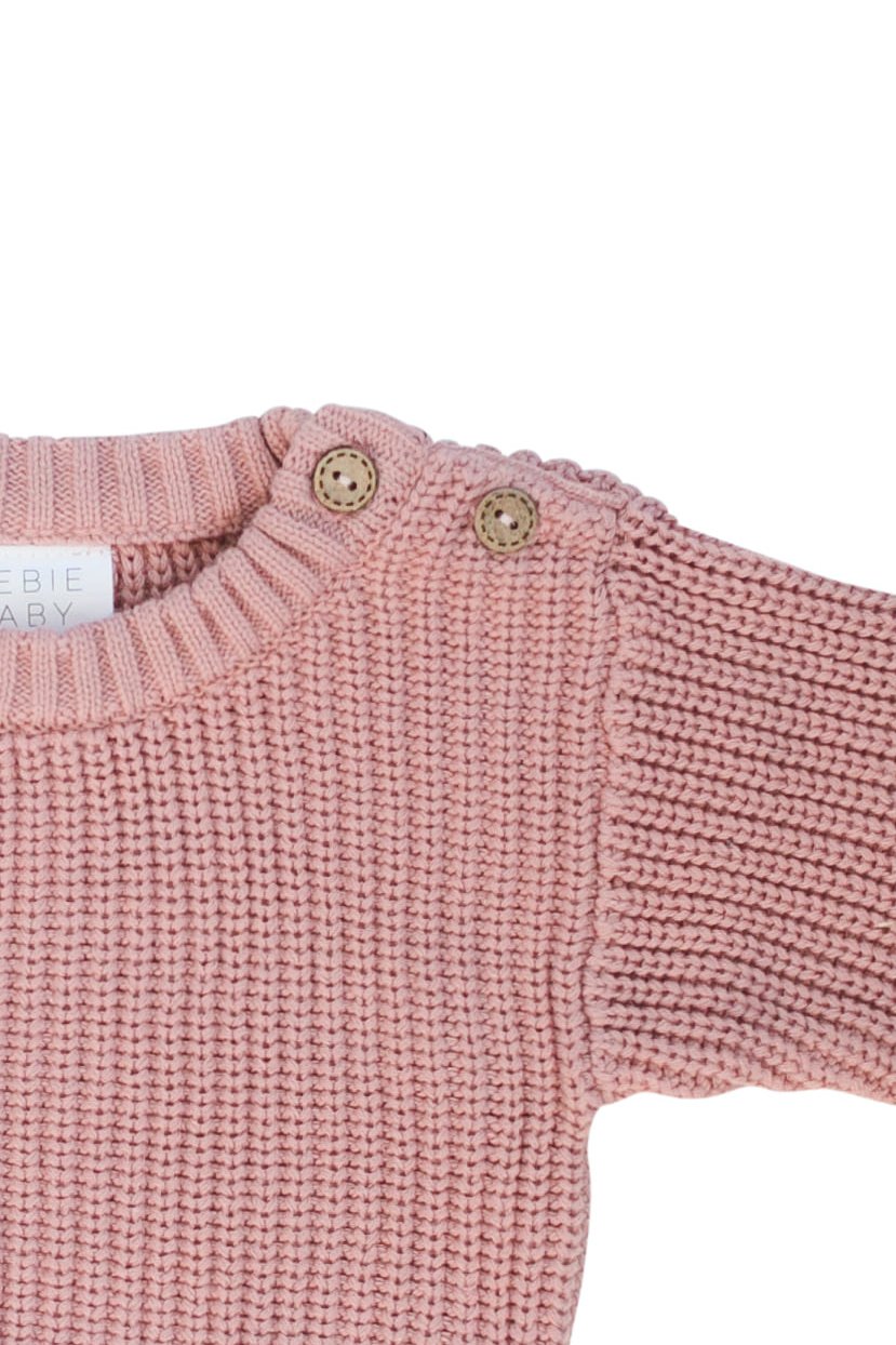 Pink knit baby sweater | ROOLEE