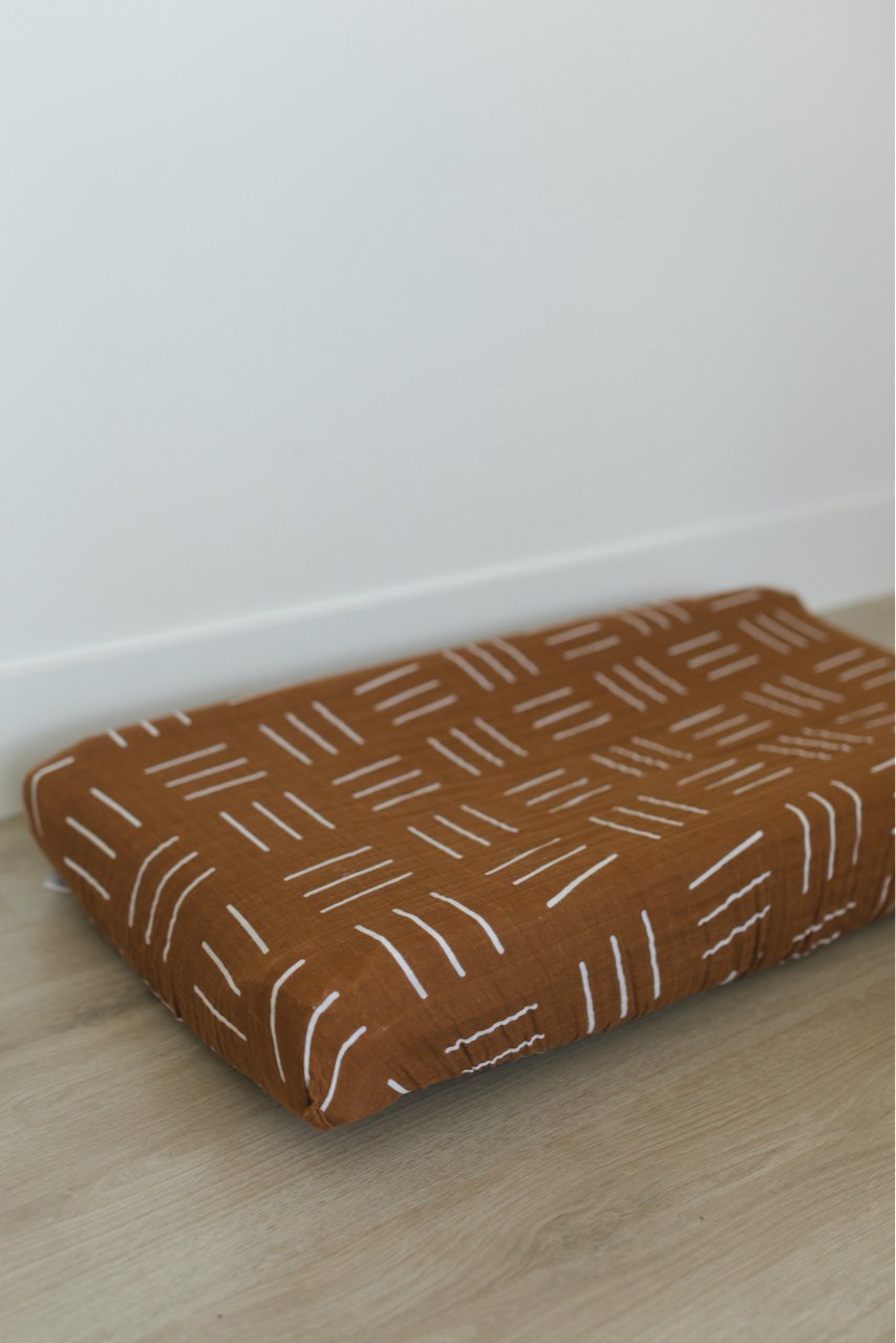 Dark mustard mudcloth crib sheet | ROOLEE