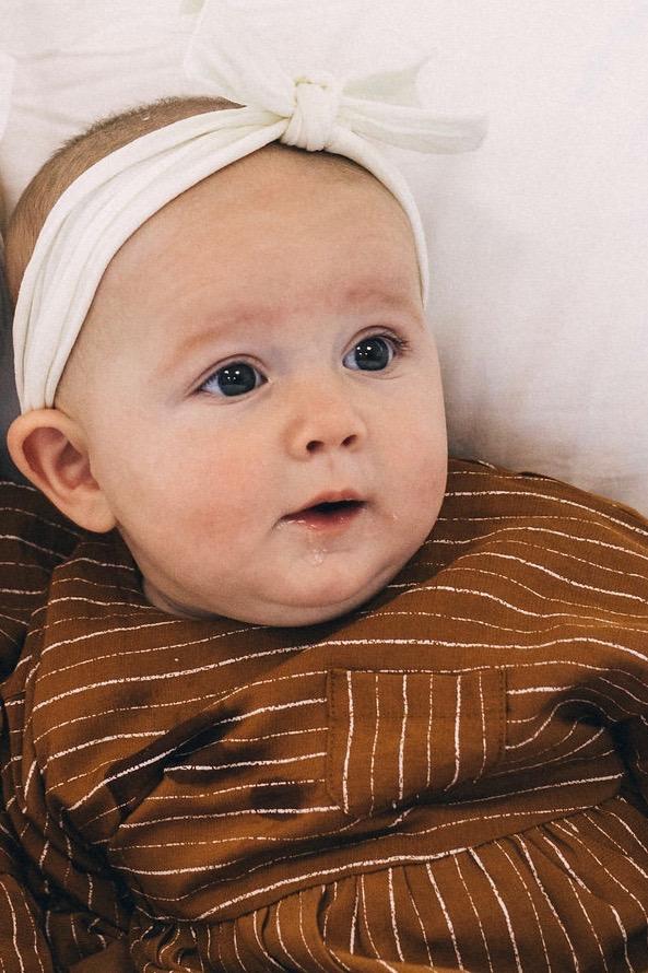 Aurra Baby Bow Headband in Ivory | ROOLEE