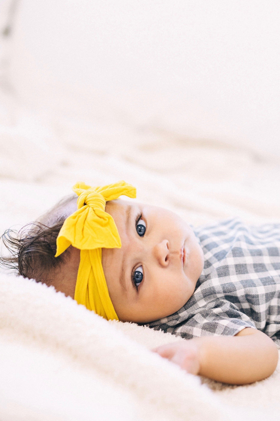 Aurra Baby Bow Headband in Mustard | ROOLEE
