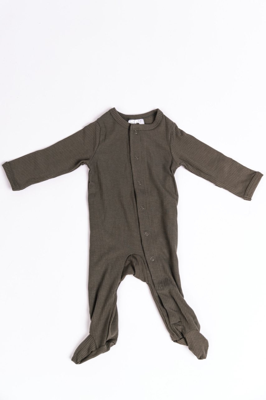 Warm Grey Baby Onesie With Snaps | ROOLEE