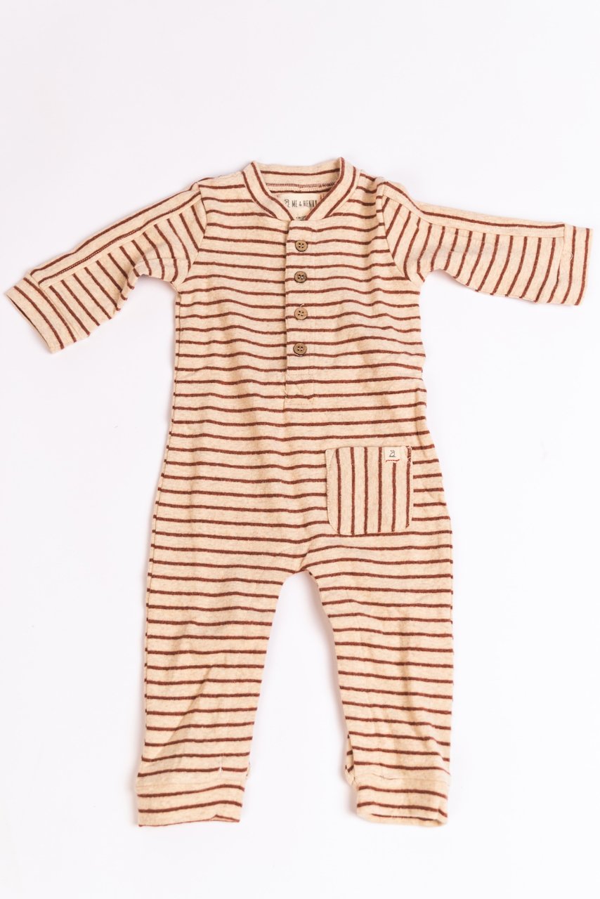 Pocket Detail Red Stripe One Piece Romper | ROOLEE