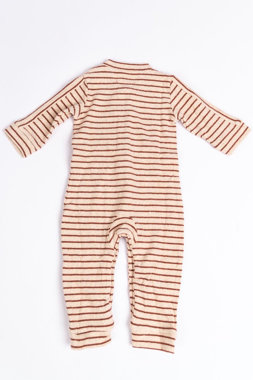 Cream and Red Striped Baby Onesie | ROOLEE