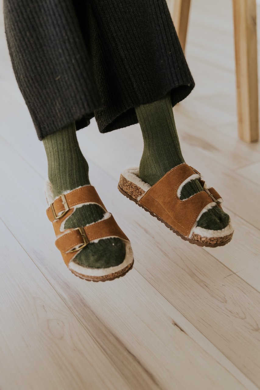 Faux fur kids buckle slides | ROOLEE