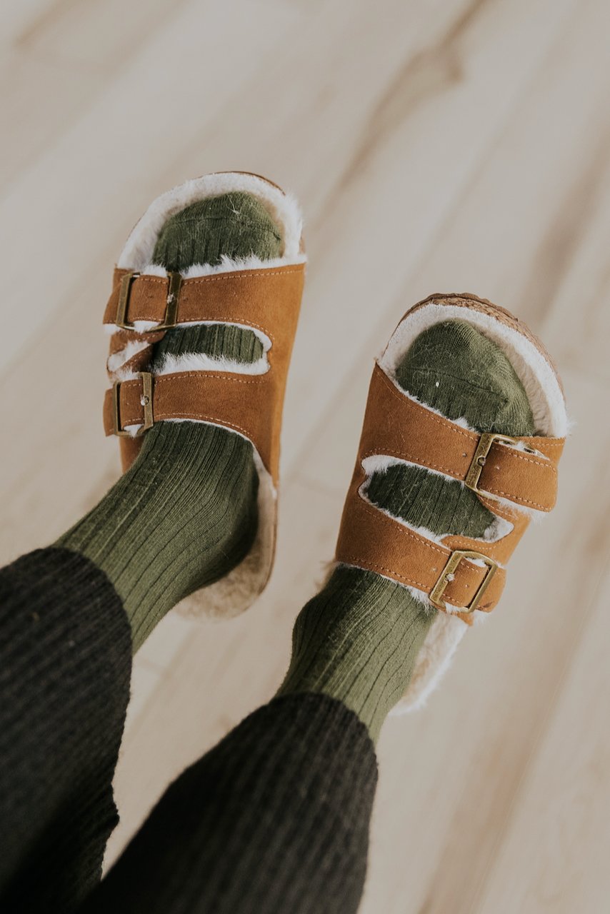 Faux fur kids buckle slides | ROOLEE