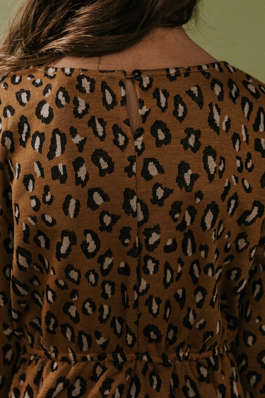 Kids cheetah print long sleeve dress | ROOLEE