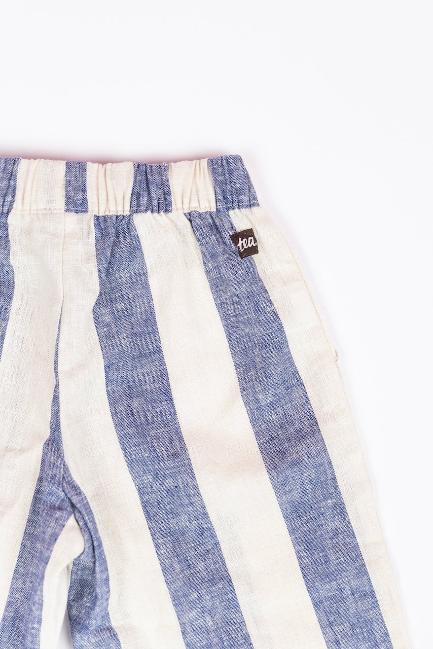 Boys white and blue stripe pants | ROOLEE